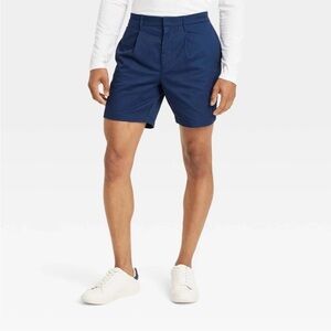 Goodfellow Men's 7” Pleated Trousers Navy Blue Short  Size 42